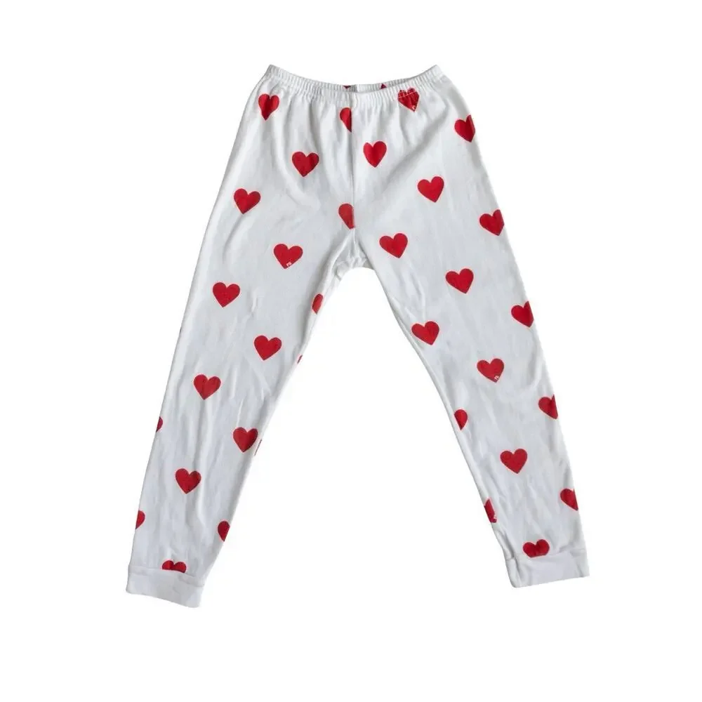 Petit Bateau Heart Sleepwear Red White Girls 5T Valentine’s Pajama Set